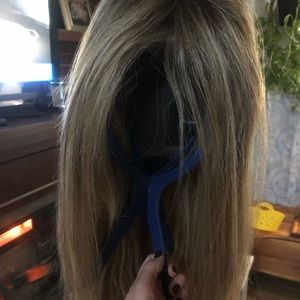 This is a gorgeous Jon renau human hair wig. “Blake” is shaded mocha, very soft.